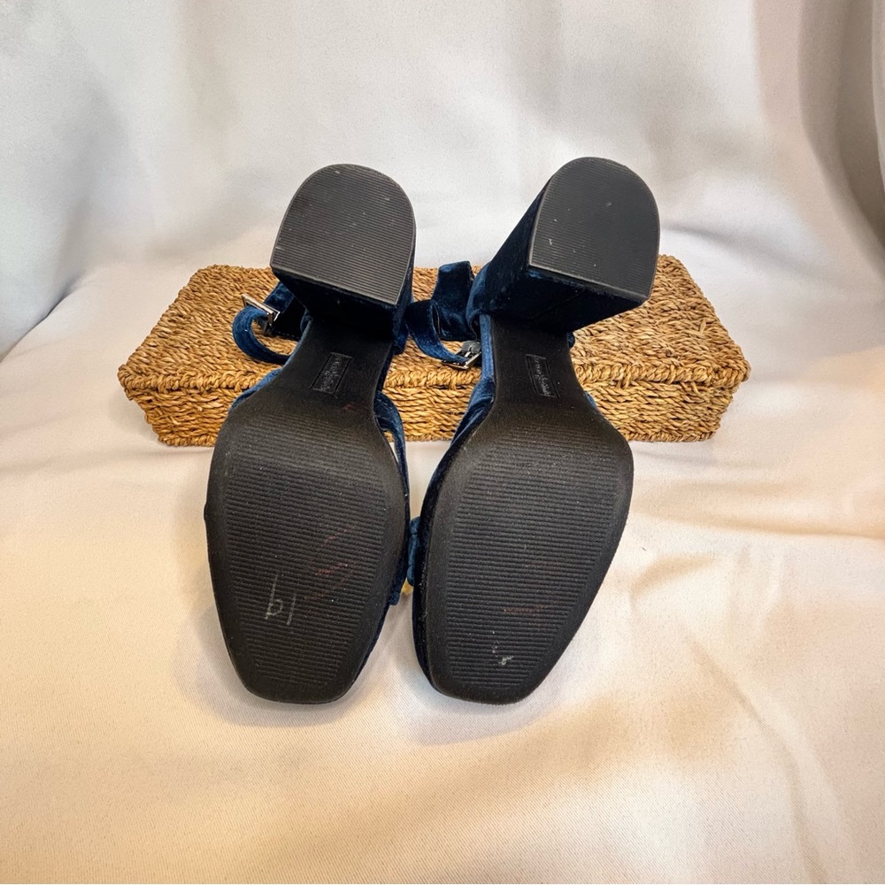 Seven Dials Blue Velvet Block Heel - Picture 3 of 3